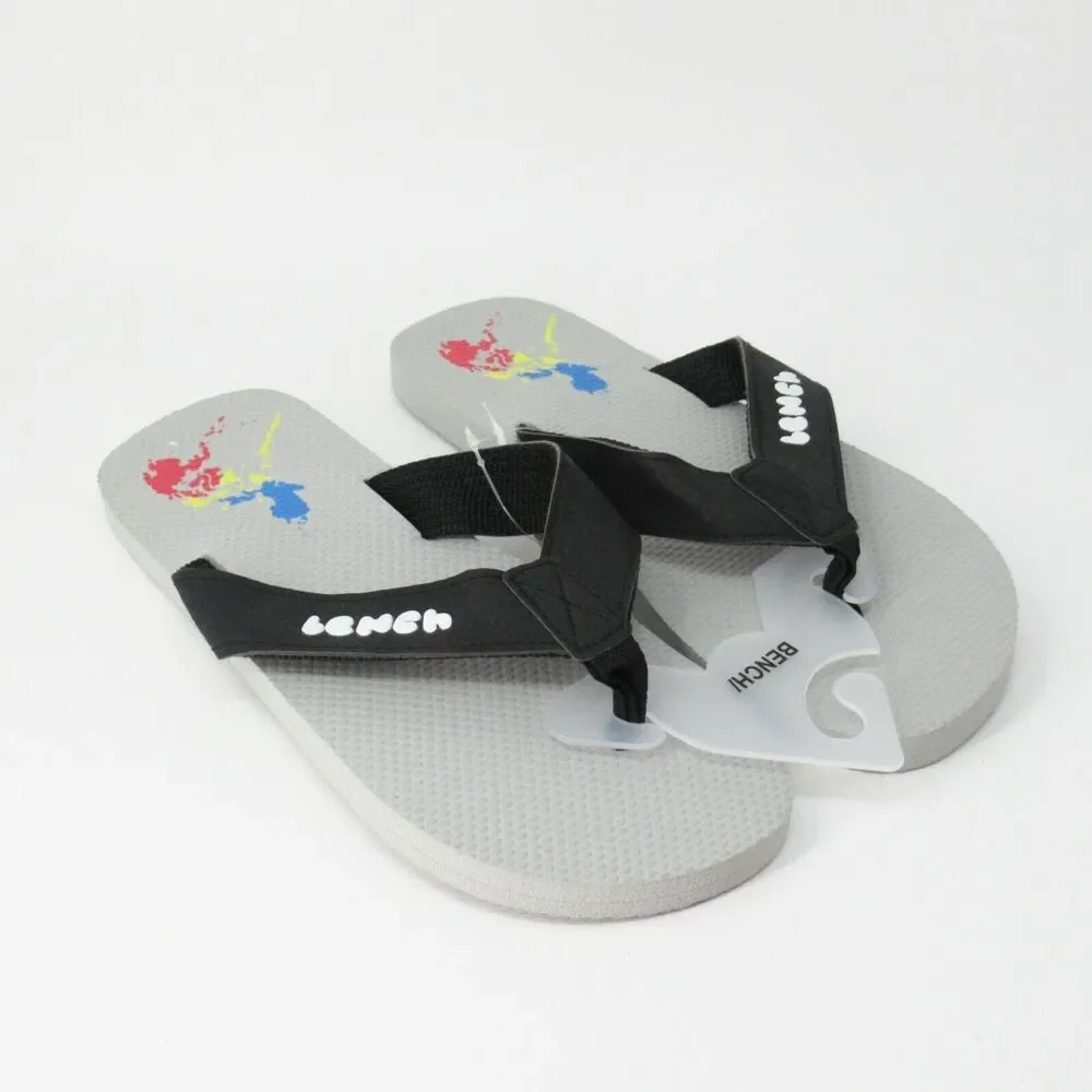 Bench Sandals Flip Flops Womens 11 Slip On Gray Paint Splatter NWT